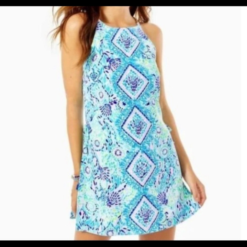 PRICE DROP! Lilly Pulitzer Pearl Romper Dress- Blue Ibiza gold chain NWT SZ 16